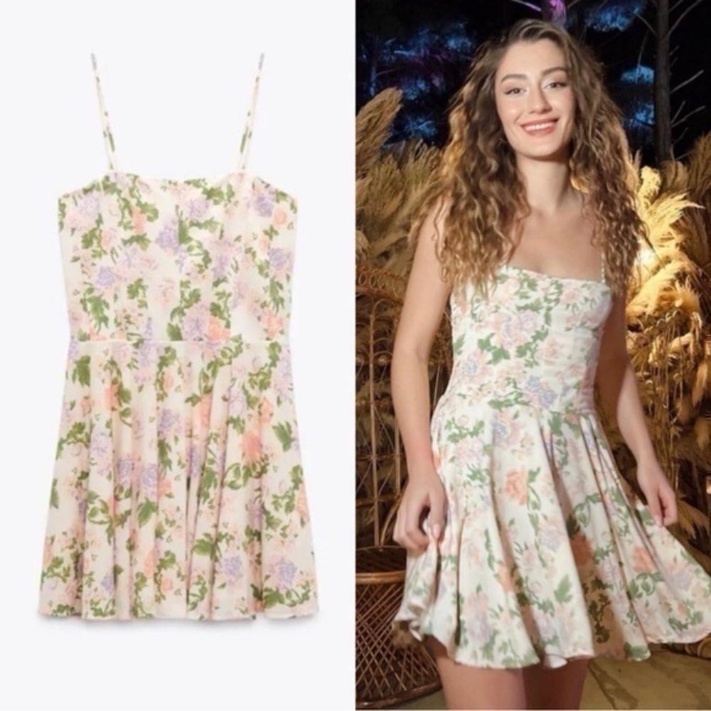 Zara mini dress with straight neckline adjustable straps 8342/205